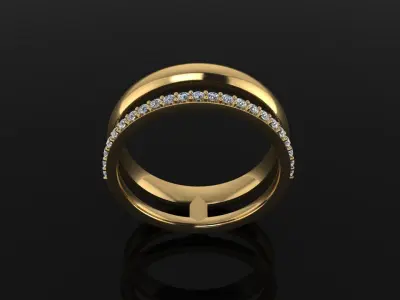 DOUBLE ROW STACK DIAMOND BAND RING SIZE 6 3D print model