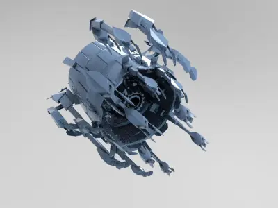 Alien mothership harvester fuselage  Low-poly 3D model