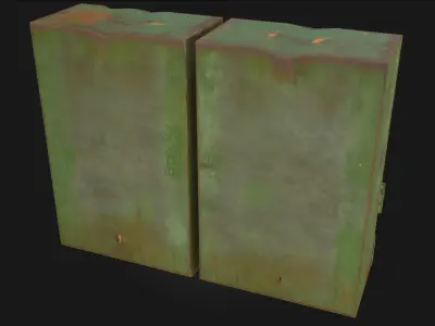 Old Green Mailboxes Vintage Postal Units 3D model