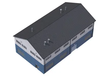 Industrial Building 14 Blue Low-poly 3D model