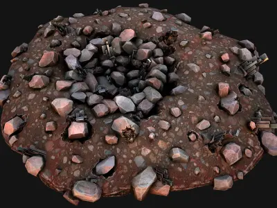 Silver Ore Deposits Mine Environment Low-poly 3D model