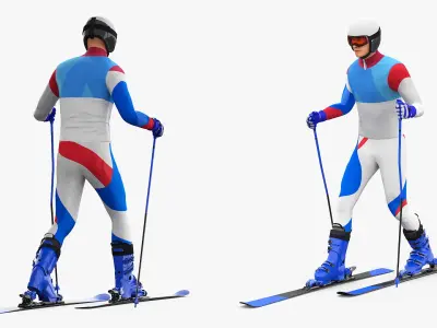  Skier Animated Rigged For Maya Collection 