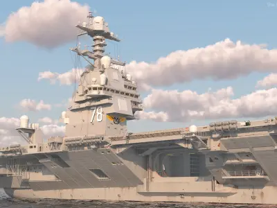  Naval Aircraft Carrier USS Gerald Ford Rigged for Maya 