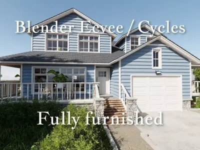 Modular Classic Style American House 16 Low-poly 3D model