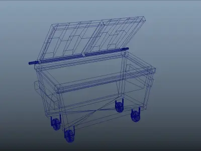 Low poly dumpster trash can on wheels Free low-poly 3D model