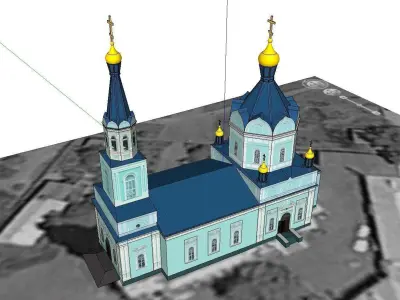 Architecture-Religion-God-Culture-Temple-023 church with two ... 3D model