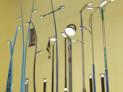 Street Lighting Set Low-poly 3D model