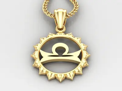 Sun Libra Light Gold Pendant Version 7 3D print model