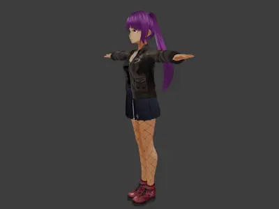 cute anime Girl character m2 Low-poly 3D model