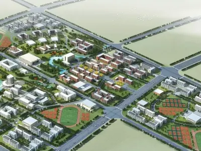 Modern University Campus Masterplan 3D model