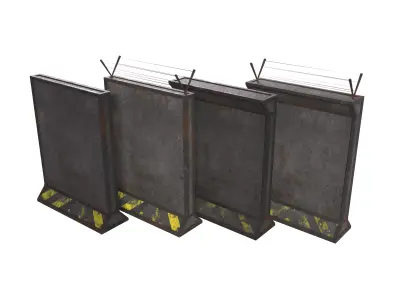 Concrete Wall Barricade Barrier 3D Model Pack