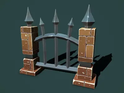 Fantasy fence Low-poly 3D model