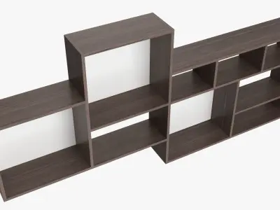 Hanging wooden shelf 02 3D model