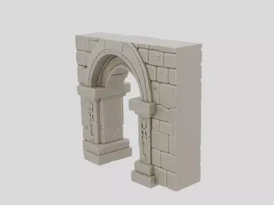Fantasy Stone Dungeon Doorway Frame for 3D print Low-poly 3D model