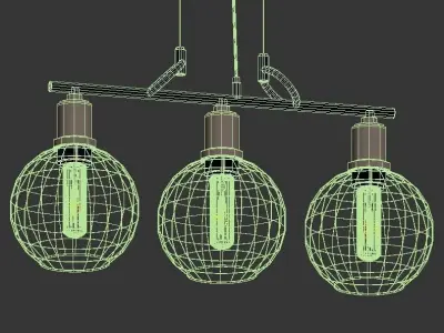 4light three light pendant in gold and glass 3D model