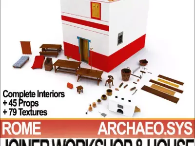 Ancient Roman Town Joiner Workshop House 3 2 3D model