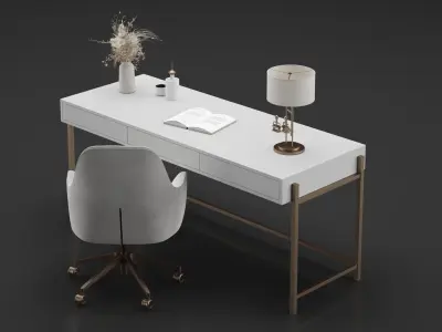 Office Furniture Gold Table 3D model
