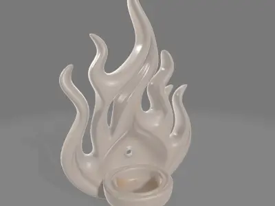 Wall-Mounted Flame-Inspired Candleholder 3D print model