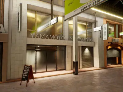 Japanese Shopping Street - Shoutengai Low-poly 3D model