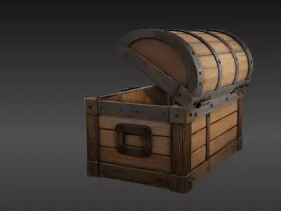 Game Ready Treasure Chest 3D Model Prop with Open Close Low-poly 3D model