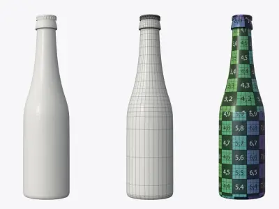Beer bottle brown 04 3D model