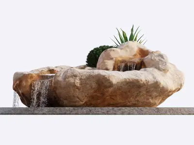 Rocky Pond with Waterfalls 3D model
