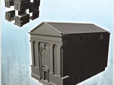 Baroque chapel with staircase door and stone walls 3 - Modern WW 3D print model