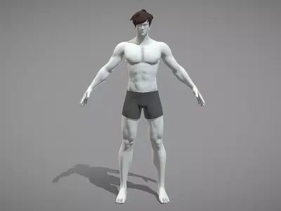 Base Mesh Pack - Stylized Male Rigged Low-poly 3D model