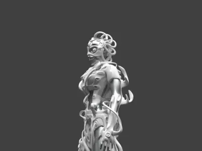 Rylee statue of woman holding sword 3D model
