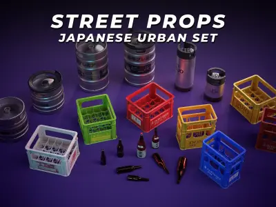 Street Props - Japanese Urban Set 3D Model Pack