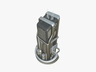 SciFi Building A08 Metallic - Sci Fi Exterior Design Low-poly 3D model