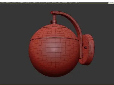 MID CENTURY CLEAR GLOBE SCONCE Low-poly 3D model