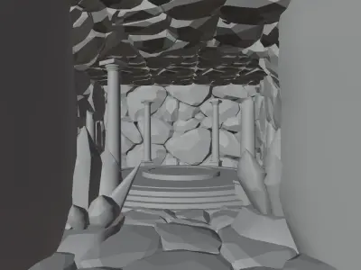 Rune Cave Low Poly Model EEVEE Free low-poly 3D model