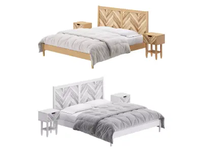 Paxton Wooden Bed 3D model