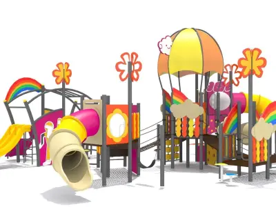 Rainbow Playground Low-poly 3D model