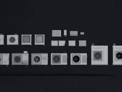 Air Conditioner 3D Asset Model Pack Low-poly 3D model