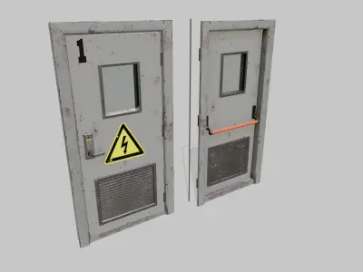 Laboratory door grey Low-poly 3D model
