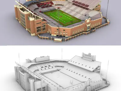 Owen Field Stadium Oklahoma USA Low-poly 3D model