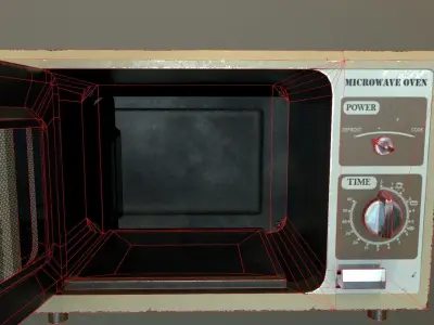 Vintage Microwave Oven Low-poly 3D model