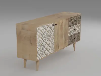 wooden cabinet unit Low-poly 3D model