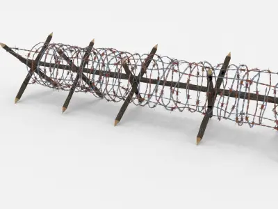 Low Poly Barb Wire Obstacle Low-poly 3D model