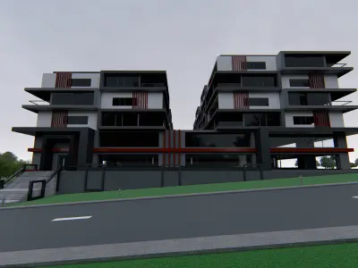 Cubic complex building 3D model
