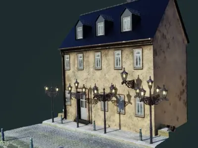 Victorian street lamps set 3D model