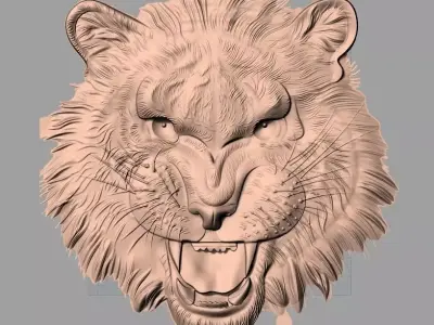 Tiger 3D relief model STL format file for CNC carving E657 3D model