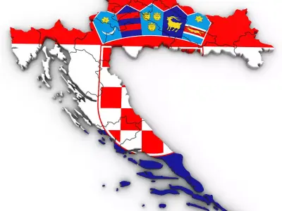 3d Political Map of Croatia 3D model