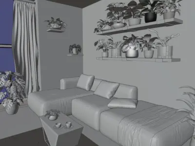 Living Room Interior Scene  Free 3D model