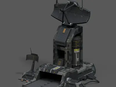 Scifi base building exterior skyscraper sci fi station  Low-poly 3D model