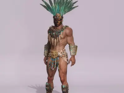 The Aztec Warrior Low-poly 3D model