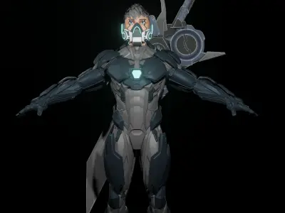 Cyberpunk2030 character holding sword 3D model