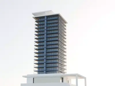  Modern Apartment Building 3D Model Low-poly 3D model